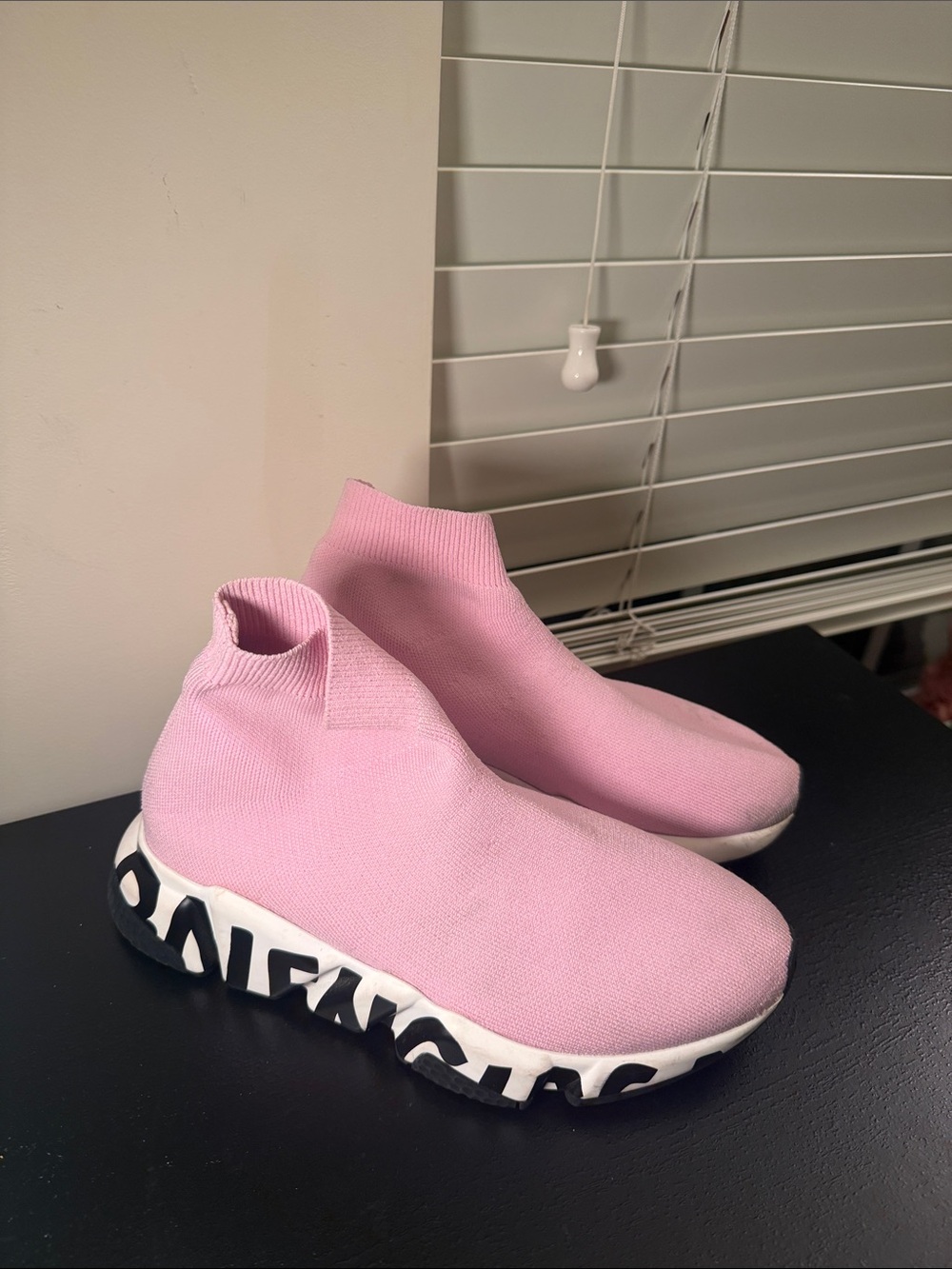 Pink Women’s Slip-On Sock Sneakers with Bold Logo Sole